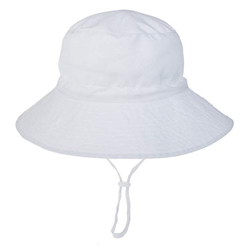 Verano bebé Sombrero para el Sol niños Gorra niños Unisex Playa niñas Sombreros de Cubo Dibujos Animados Infantil protección UV -white-1-6-36 Months Baby