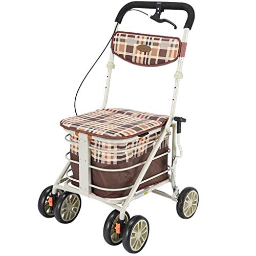 Water cup Carrito De Compras Portátil Carrito De Compras para Personas Mayores Carrito para Personas Mayores Se Puede Empujar Se Puede Usar Coche Luz Plegable Ayuda para Caminar Ca