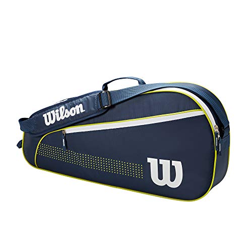 Wilson Junior 3 Bolsa de tenis, Hasta 3 raquetas, Azul marino/blanco/verde lima, WR8012801001
