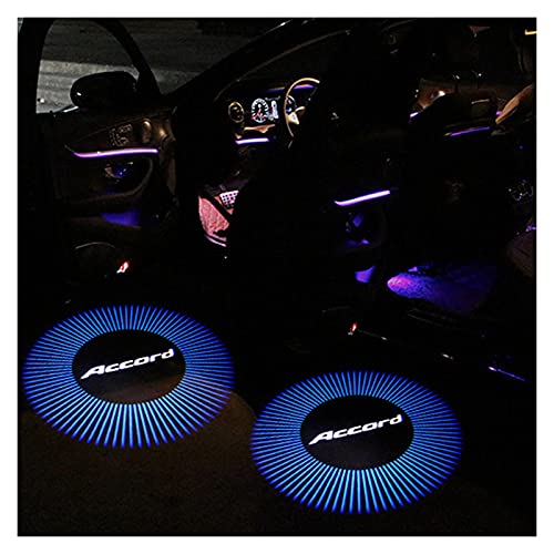 WOLHJ Luces de los Bajos para Coche 2 unids/Lote Compatible con la luz de Logotipo de Blue Accord para Honda Accord CR-Z Odyssey Crosstour Spirior Elysion Accord Cortesía Luz LED Luz de Puerta