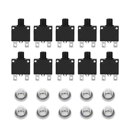 wosume 【????? ?????? ?????????】 Protector de disyuntor, Protector de sobrecarga de Corriente Disyuntor con Tapa a Prueba de Agua 125/250Vac 50Vdc 50-60Hz 10Pcs(3A)