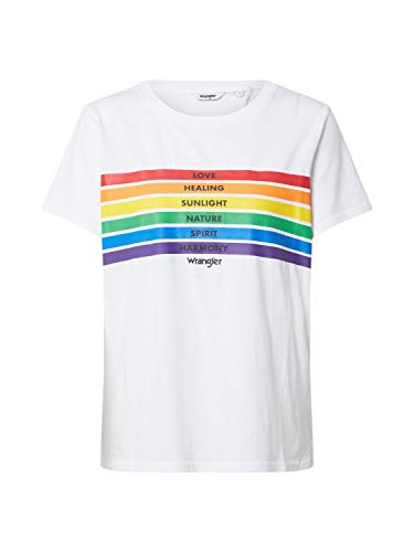 Wrangler Pride tee Camiseta, White, L para Mujer