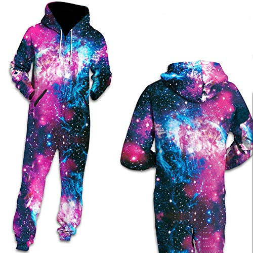 YBCN Unisex con Capucha los Onesie 3D Mono Impreso, impresión de la Moda Una Postal Mono, Mono con Capucha,G,L