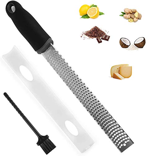 YFOX Rallador de Acero Inoxidable-Rallador de Cocina+Cubierta de Seguridad y Cepillo para Queso,limón,Chocolate