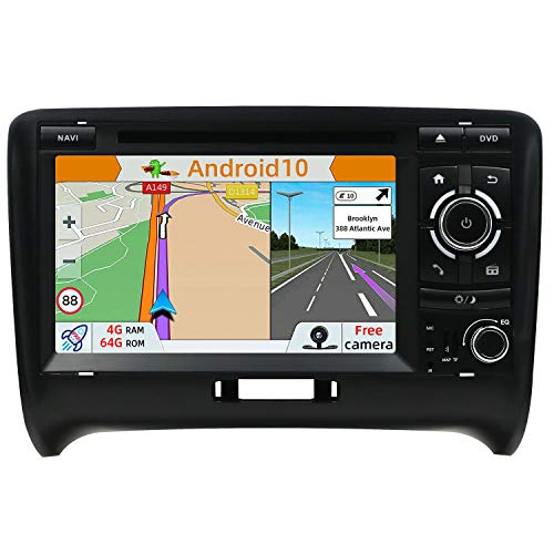 YUNTX PX6 Android 10 Autoradio Compatible con audiTT (2006-2011) - [4G+64G] - GPS 2 DIN - Cámara Trasera Libre - Soporte Dab + / Control del Volante / 4G / WiFi/Bluetooth/Carplay/Mirrorlink/HDMI