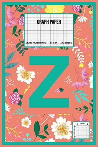 Z: Cute Initial Monogram Letter Z | Graph Paper | Quad Ruled Notebook | Initial alphabetical Journal for Writing And Notes | 9 in. x 6 in   | Soft Cover | Matte Finish