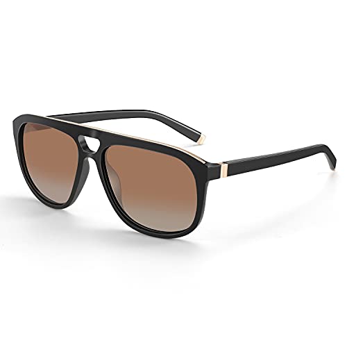 ZENOTTIC Gafas De Sol Polarizadas Retro para Hombres Gafas De Sol de Piloto Cuadrado con Protección UV400 de Doble Puente