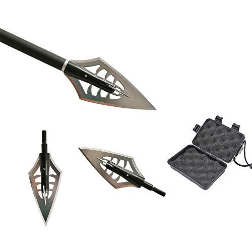 ZSHJGJR 6pcs Tiro con Arco Puntas de Flecha Caza de 160 Grano Flechas Broadheads Cuchillas Tiro con Arco Flechas Cabezas para Ballesta y Arco Compuesto (Tipo 2 + Caja)