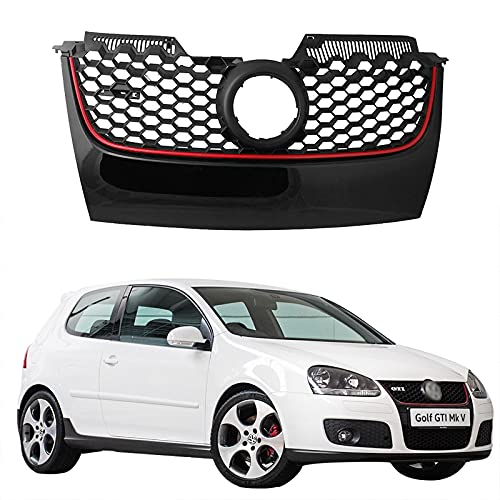 ZWMBAOR Rejillas de radiador Frontal para carrocería de Coche, para Volkswagen Golf 5 Mk5 GTI 2003-2009, línea roja Celular en la Red, fácil instalación,Una Pieza