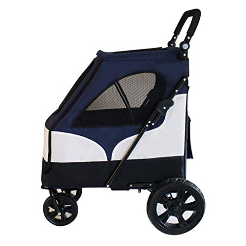 2-en-1 Remolque Cochecito del Animal doméstico/Bicicletas for Perros medianos a pequeños, Ligero Perro/Gato/Animal Cochecito de Desplazamiento del Carro, 1-Mano Quick Fold (Color : Blue)