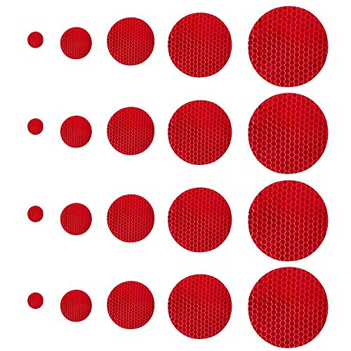 25x Múltiples Tamaños Alta Intensidad Pegatina Cinta Reflectante Autoadhesivo para Camión de la Motocicleta Casco Coche Remolque Forma Redonda Rojo