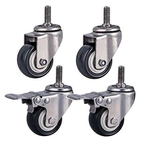 4 ruedas para muebles 2 pulgadas M8 / M10 / M12 Rosca silenciosa Ruedas de servicio pesado con freno Ruedas giratorias con ruedas Carretilla para muebles Ruedas de repuesto Ruedas industriales 250KG