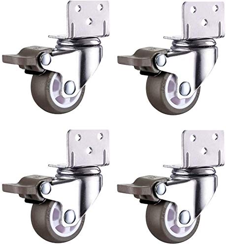 4pcs 1/2 pulgadas Placa giratoria ruedas con freno, TPE Caster, en forma de L. repuesto Silencio Ruedas for cama de bebé, carros de carretilla, gabinete de cocina, Muebles, Mesa ( Size : 1.25 Inches )