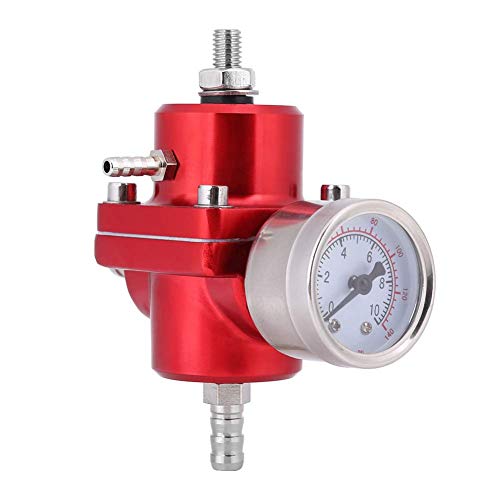 Aluminum Car Fuel Pressure Regulator Gauge + Hose Kit 0-140 PSI Adjustable Universal Accessory Red