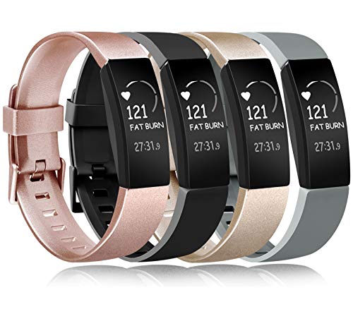 Amzpas Compatible para Fitbit Inspire Correa & Inspire HR Correa, Soft Deportes Pulseras Reemplazo Band Compatible para Fitbit Inspire & Fitbit Inspire HR (0001 Oro Rosa+Oro+Gray+Negro, S)