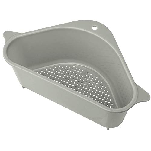 Athemeet Escurridores de Platos de Cocina Fregadero Triangular Fregadero Rejilla De Desagüe Multifuncional Cesta De Fregadero Esquina De Baño Usado Cocina para Colocar Artículos Pequeños Ligeros Gris