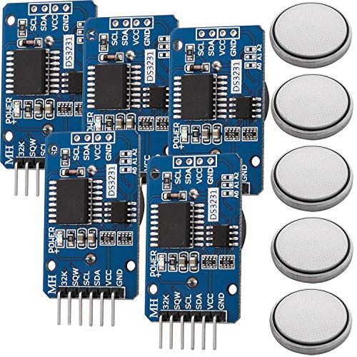 AZDelivery 5 x Reloj en tiempo real Modulo RTC DS3231 y bateria incluida I2C compatible con Arduino, Raspberry Pi con E-Book incluido!