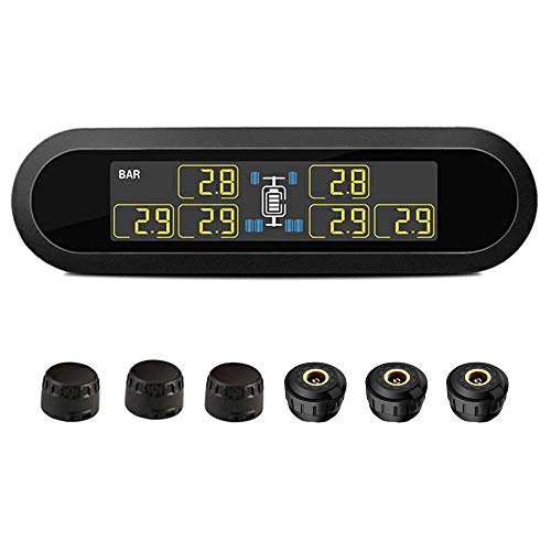 B-Qtech Sistema de monitoreo de presión de neumáticos, TPMS con 6 sensores para coche, RV, camión, remolque, viaje, presión y temperatura (RV TPMS)