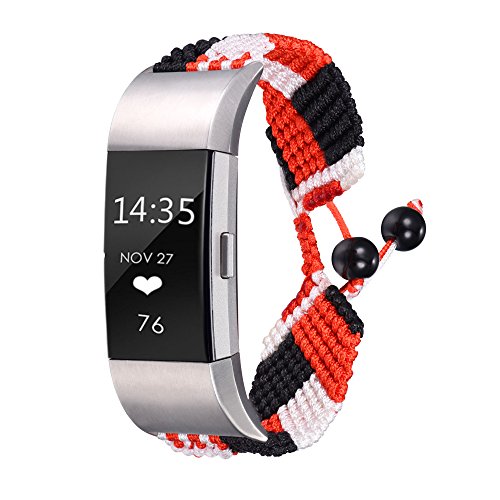 bandmax Correa para Fitbit Charge 2, Banda de Nailon Tejido a Mano Deportivo y Moderno Reemplazo Wristband Pulseras de Repuesto[Longitud Ajustable para Muñeca(6.8"-9.2") 170-235mm]