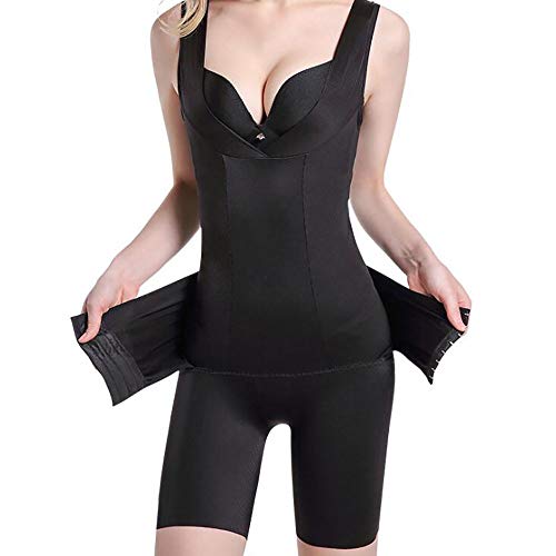 Body posparto de una sola pieza para mujer, cuerpo sin rastro, fila frontal, con botones, para mujer, cinturón deportivo, negro, XXXL