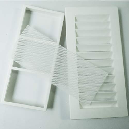 Bricoloco Rejilla de ventilación de plástico rectangular, tipo Shunt, con marco y mosquitera. Especial para baño y cocina. (3)