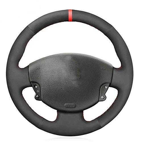 BUQDA Cubierta de Volante de Gamuza para Coche, para Renault Megane 2 2002-2009 Kangoo (ZE) 2008-2013 Scenic 2 2003-2010