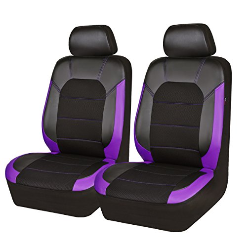 Car Pass Juego de Fundas para Asientos Delanteros de Coche, Cubiertas de Asiento de Auto de Cuero Artificial, 2 Piezas