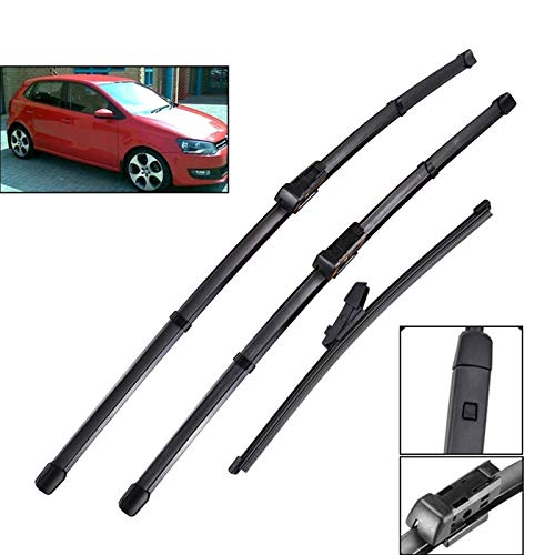 CGDD Limpiaparabrisas LHD Limpiaparabrisas Delanteros Y Traseros Rasquetas Fijado para El V&W Polo 6R Hatchback 2009-2017 Parabrisas Parabrisas Ventana 24"16" 11" Hojas de Repuesto