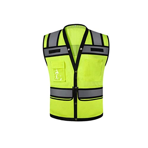 Chalecos reflectantes Transpirable traje reflectante, Oxford tela de malla de seguridad chaleco reflectante de alta visibilidad Trajes de trabajo (X-grande, amarillo fluorescente) Chalecos de segurida