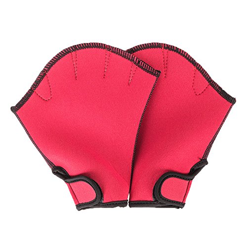 COZOCO Buceo Natación Surfeo Remolque Guantes Aletas De Entrenamiento Mano Paleta Surf Natación (M, rojo)