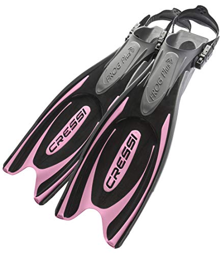 Cressi Frog Plus Fins - Aletas de Buceo Unisex Adultos, Negro/Rosa, S-M