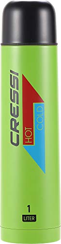 Cressi Stainless Steel Thermal Flask 1 Botella térmica de Acero Inoxidable para Deportes, Unisex-Adult, Kiwi/Negro, 1 l