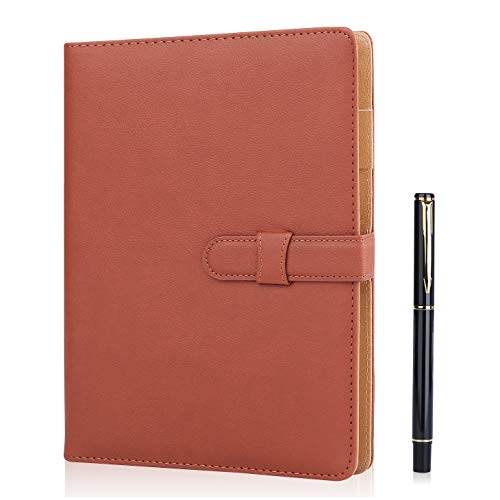 Cuaderno de piel Minlna tamaño A5, cuaderno/libreta de hojas sueltas recambiables, 200 páginas gruesas, forro clásico con bolsillo y soporte para bolígrafo, ideal como regalo