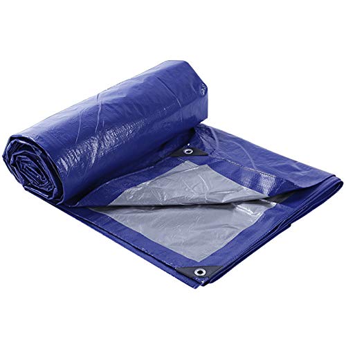 Cubiertas para Plantas Lona Impermeable, Cubierta De Lluvia para Techo De Barco para Automóvil Carpa para Remolque De Camping Lona De PE con Ojales Azul Y Plateado(Size:5×8M)