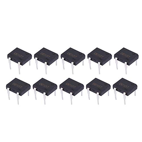 DB107 1A 1000V Puente Rectificador de Puente Puente de Diodo de Plomo para Electrodomésticos Circuito Electrónico Industrial(10Pcs)