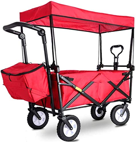 Durable Conveniente Peso Ligero Gran Capacidad Carro De Compra Fácil De Almacenar Para Carrito De Playa Adecuado Para Todo Terreno Jardín Al Aire Libre Remolque Carro De Transporte Rojo-rojo