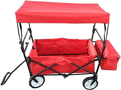 Durable Conveniente Peso Ligero Gran Capacidad Carro De Compra Fácil De Almacenar Transporte Manual Para Picnic Todos Los Terrenos Jardín Al Aire Libre Capacidad De Remolque Hasta 80 Kg Rojo