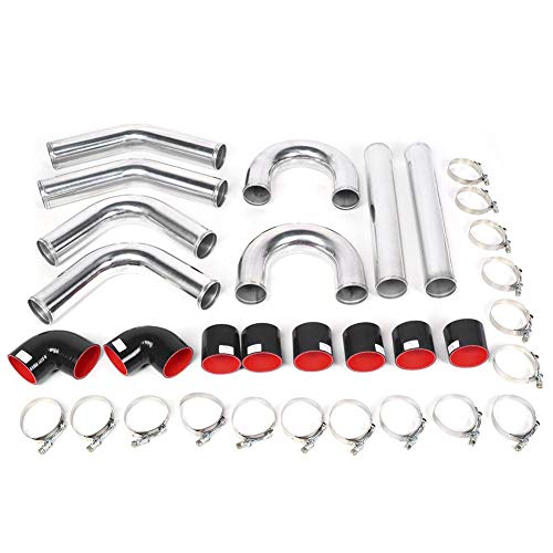 EBTOOLS Kit de tubería de intercooler, 3 pulgadas 76 mm, kit de tubería de turbo intercooler modificado universal, tubería de aluminio, accesorio de manguera de silicona