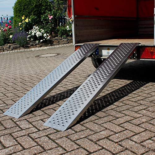 ECD Germany 2X Rampas de Carga para Remolque de Vehículos con Neumáticos de hasta 200mm Antideslizante Dentado Aluminio Capacidad de 400 kg 149cm Rampas de Acceso Fáciles de Transportar y Guardar