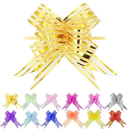 EMAGEREN 12pcs Lazos Regalo Grande Lazos de Cinta de Regalo de Pascua Lazos para Regalos Faciles Lazo de Tirar Lazos Grandes para Decorar Regalo Pascua Cumpleaño Coche Boda Fiesta Día de San Valentín