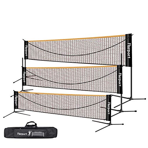 FBSPORT Red para bádminton, tenis y voleibol portátil, 3-6 m, 3 alturas ajustables, bandeja plegable de red de bádminton para interior y exterior