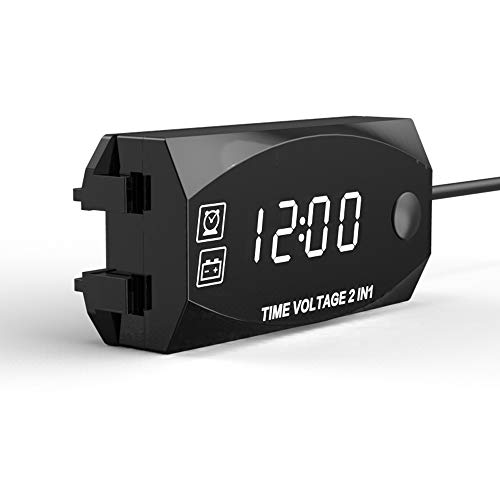 Fesjoy Reloj de Tiempo, Voltímetro multifunción 6V-30V 2 en 1 para Motocicleta Reloj de Tiempo para vehículo eléctrico con Panel de Pantalla Digital Temporizador a Prueba de Agua