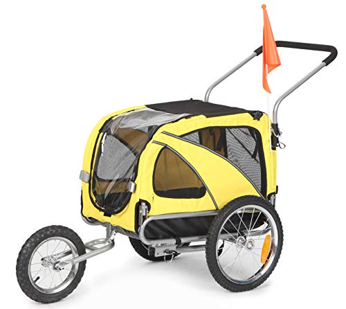 Fiximaster Remolque de bicicleta para mascotas 2 en 1 mediano y jogger de viaje 10201 amarillo