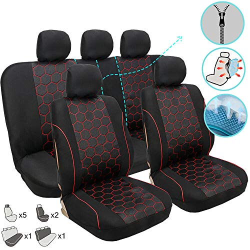 Fundas para asientos de coche ajuste universal con acolchado, color negro, 5 asientos