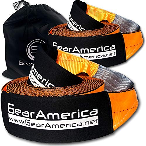 GearAmerica(Paquete de 2) Recuperación de remolque correa de Heavy Duty Lab Tested 41,455 libras emergencia del camión de remolque gratuito bolsa de almacenamiento+Correa 4" x 30'(2PK) naranja