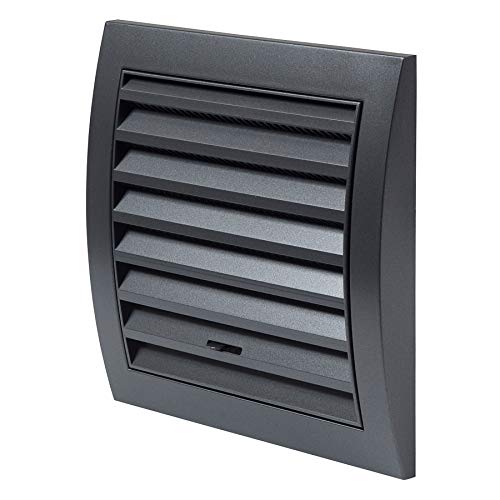 Haeusler-Shop - Rejilla de ventilación (150 x 150 mm, con control deslizante, protección contra insectos, plástico ABS), color gris oscuro