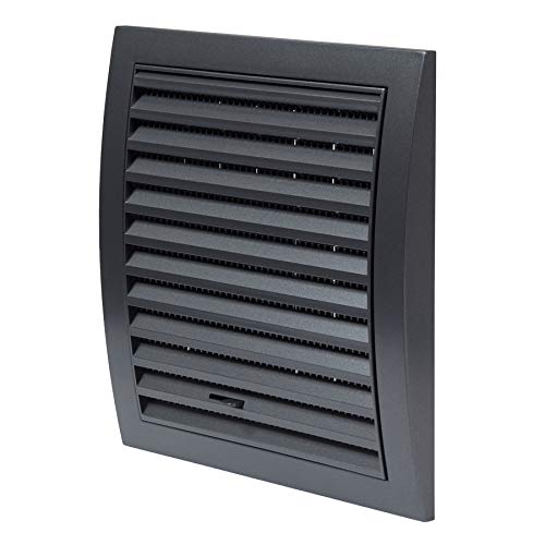 Haeusler-Shop - Rejilla de ventilación (190 x 190 mm, con control deslizante, protección contra insectos, plástico ABS), color gris oscuro