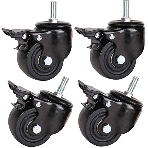 Hilo M12 Ruedas giratorias de ruedas pesadas para muebles y transporte industrial 2.5 '' 3 pulgadas 800kg-1000kg 1 tonelada Silencio nylon con freno para la fábrica almacén Carretilla 4 piezas