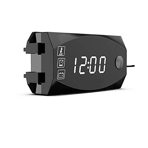 Houkiper Medidores De Pantalla Led Digitales De Motocicleta, 3 En 1 Voltímetro Reloj Termómetro Indicador Indicador Panel Medidor 12v