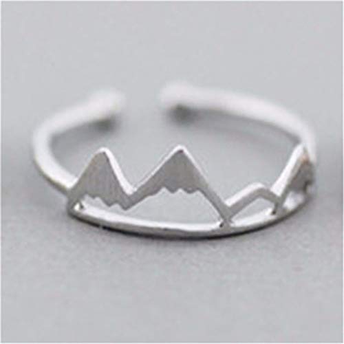 Hwenli Anillos Agradables para Los Adolescentes, Los Anillos De La Manera del Anillo Ajustable Abierto De Montaña para Mujeres Cumpleaños Charm Regalo Dedo De La Joyería Anillos Ondulados,Plata